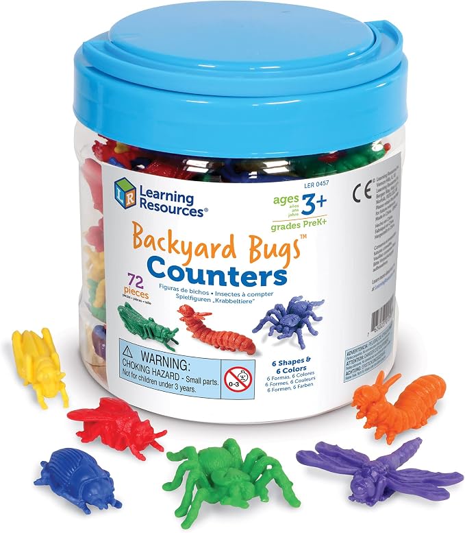 Learning Resources Backyard Bugs Counters - 72 Pieces, Ages 3+ Counting and Sorting Toys for Toddlers, Preschool Learning Toys by LearningResources