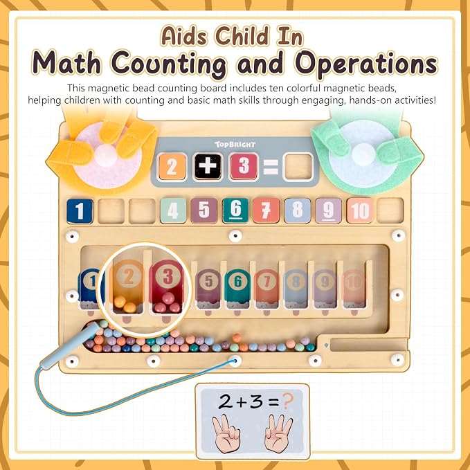 TOP BRIGHT Magnetic Beads Maze, Montessori Math Number Counting Toy 3-5 - Image 5