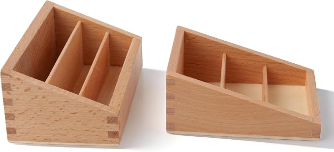 Premium Montessori Large Three Part Box 2pcs– Solid Beechwood Storage Box for Language 3-Part Cards, Sorting & Classification Tray, Practical Life Materials for Card Organization, Homeschool Classroom - Image 4