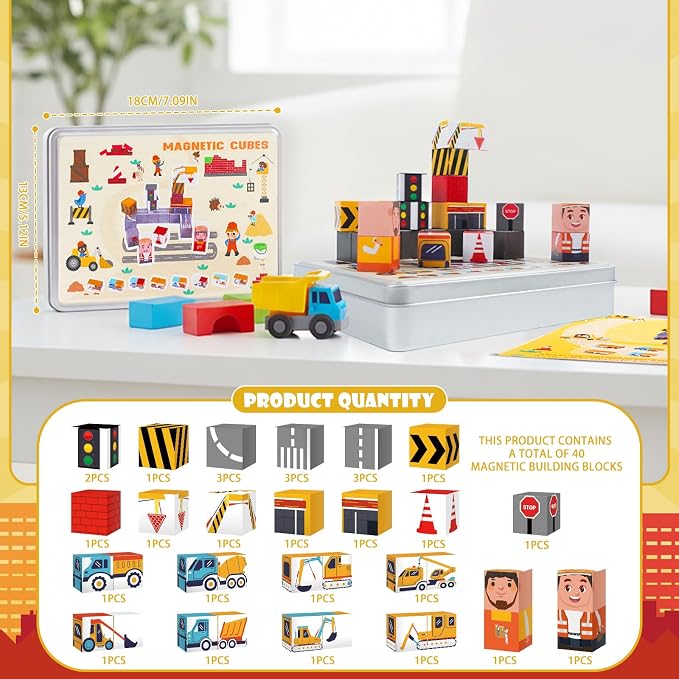 Travel Magnetic Blocks Toy Portable Construction Building Tiles - Image 2