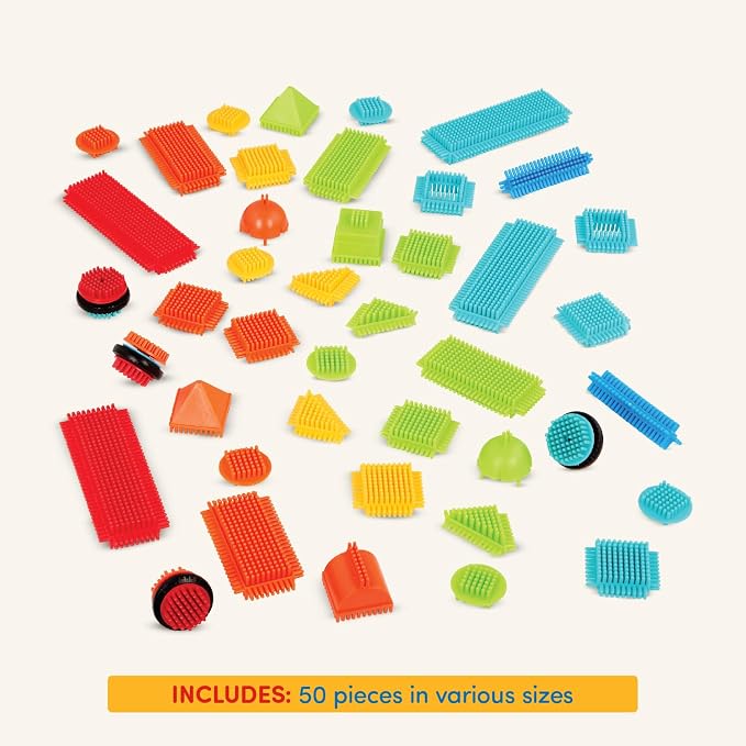 Battat Bristle Blocks Basic Builder Bucket, 50-Piece Building Toys, Playset - Image 5