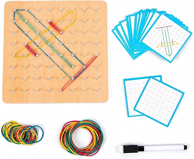 predolo 1 Piece Sensory Toys Geometric Shapes Wooden Math Development Early Learning Manipulatives Pattern Making Suitable for Preschool Classroom 18x18x3.5cm, Large Geoboard (64 pegs) by Unknown