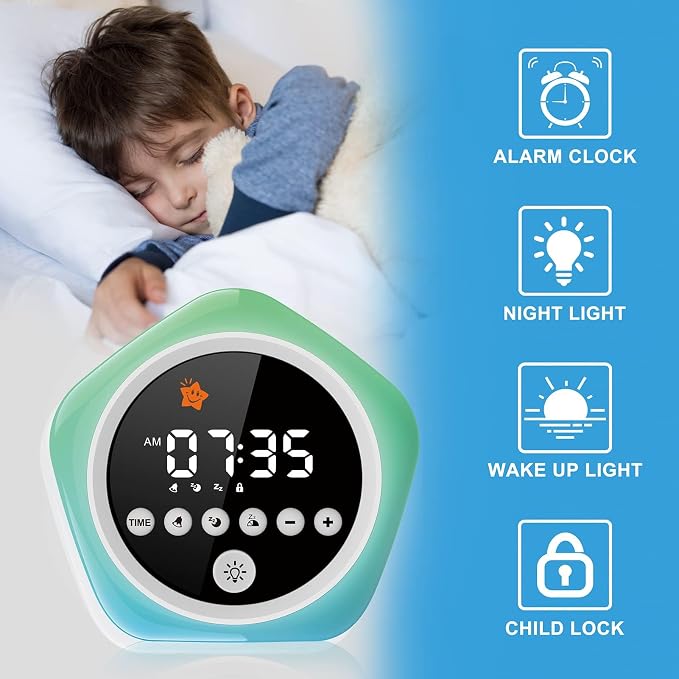 Kids Alarm Clock, Ok to Wake Clock for Kids, Toddler Sleep Training Alarm Clock with Red Green Light, Teaches Time Management & Bedtime Routine, Perfect Clock Gift for Kids - Image 7