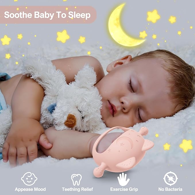 2 Pack Baby Teether Toys - Silicone Chew Toys for 0-6 Months, Never Drop Pacifiers for Teething Relief - Ideal Baby Shower Gifts
