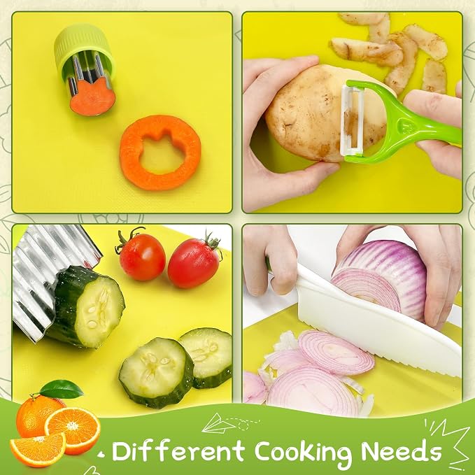17 Pcs Kids Knife Set for Real Cooking Safe Kitchen Tools for Ages 4+ - Image 2