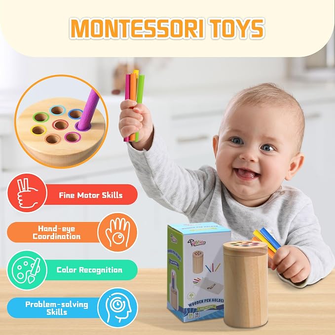 Montessori Toys for 1-3 Year Old,Color Sorting & Fine Motor Skills Preschool Learning Activities,Wooden Sensory Easter Toys for Toddlers - Image 5