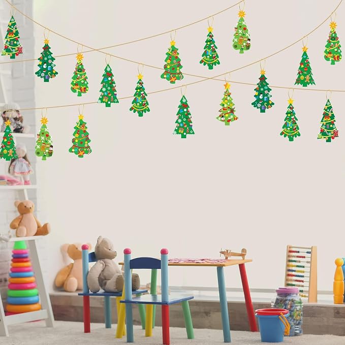 chiazllta 945Pcs DIY Christmas Tree Craft Kit Kids Holiday Art Making Craft with Stickers, Make Your Own Christmas Bookmark Xmas Party Favor Decoration Home Classroom Game Activities - Image 7