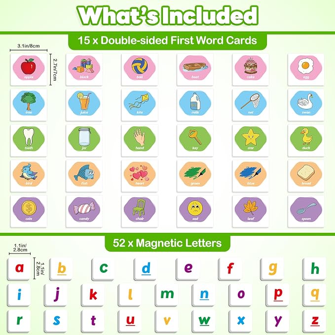 Kasfalci First Word Games,Magnetic Letters & Flash Cards,Phonics Games,Alphabet Learning Toys, Refrigerator Fridge ABC Magnets for Kids 3+,Speech Therapy Toys for Preschool Classroom - Image 6