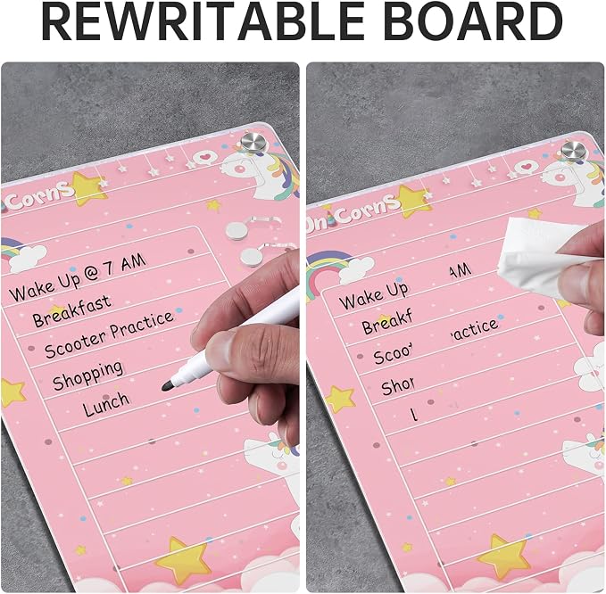 NiHome Magnetic Chore Chart, Sliders & Stand, Dry Erase to Do List, Unicorn - Image 5