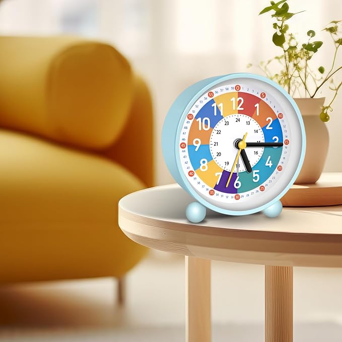 Analog Alarm Clock for Kids Learn to Tell Time, 12/24H Time, Gradual Alarm, Silent, Battery Operated with Press-to-Light Backlight, Ideal for Kids, Teens & Bedroom Decor - Image 7