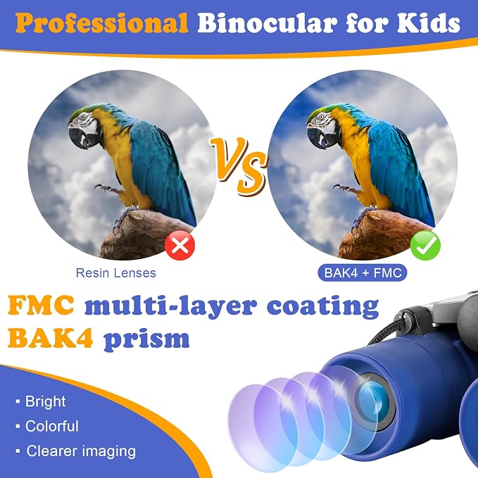 Real Binoculars for Kids Gifts for 3-12 Years Boys Girls 8x21 High-Resolution Optics Compact Toy Binocular for Bird Watching,Travel, Camping - Image 4