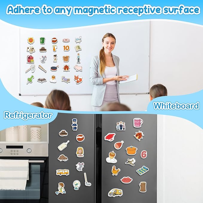 Kasfalci CVC Word Magnets for Toddlers 1-3, 50 Fridge Magnets for Kids, Back to School Supplies, Cute Animal Magnetic Objects, Speech Therapy Toys for Kids Toddlers Preschool Learning Spelling - Image 3
