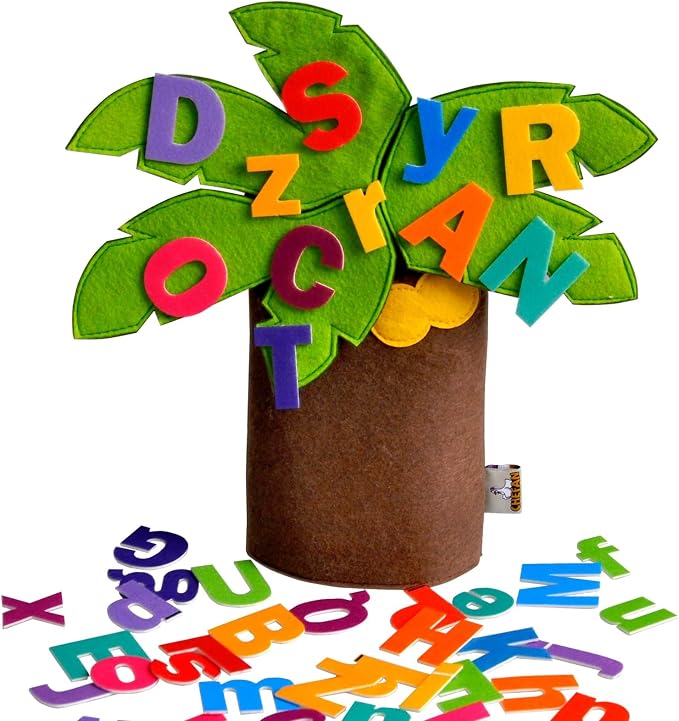 CHEFAN Felt Letter Tree Freestanding Coconut Tree Alphabet Game Set Props from The Childhood Favorite Book for Early Education by CHEFAN