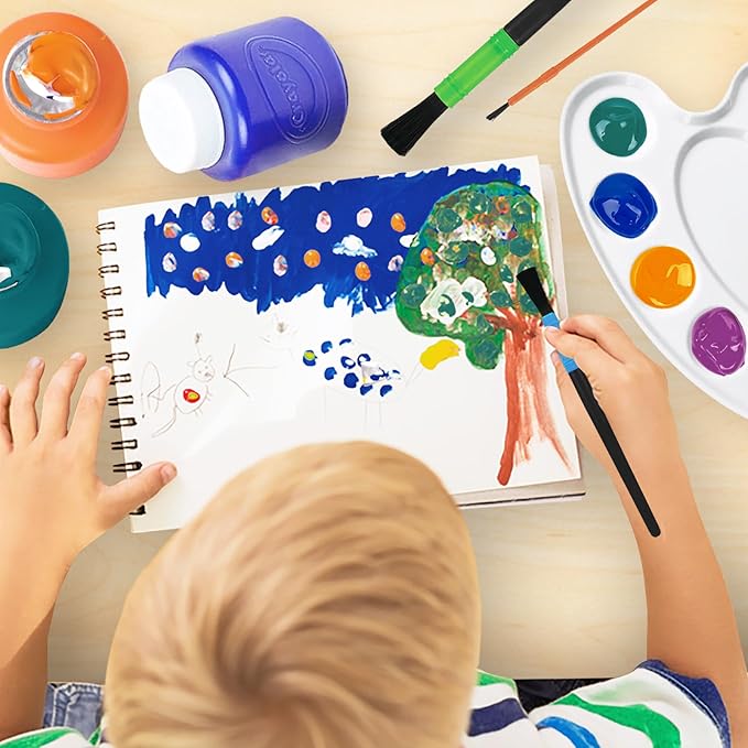 Kids painting Set, Washable Paint for Kids with Paint Cups and Toddler Paintbrushes, Nontoxic Washable Finger Paints 2 oz Each Bold Colors Toddler Painting Supplies Gifting Bundle