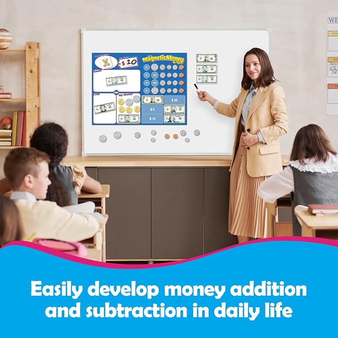 Kasfalci 73 PCS Magnetic Money for Kids for Learning, Back to School Supplies, Learning & Education Toys for Classroom, Pretend Play, Math Games for Toddler, Teacher and Homeschool Supplies - Image 7