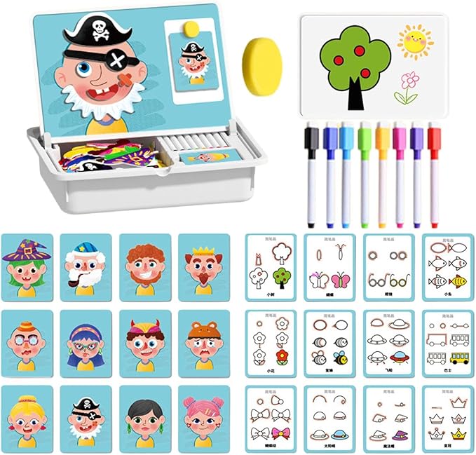 Magnetic Puzzle – 25x8x33cm | Magnetic Puzzles Face Dress Up Travel Game| Ma-gnetic Dress-Up Puzzles Jigsaw Puzzle Drawing Board | Educational Learning Toy for Toddler Kids Ages 3–6