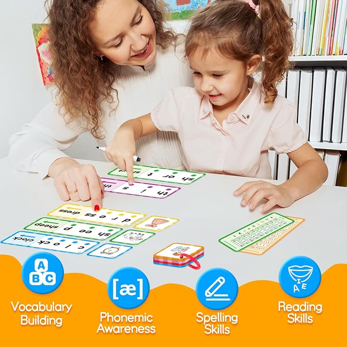 Kasfalci Blends & Digraphs Cards,Phonics Games,Speech Therapy Toys for Toddlers Kids,Learn to Read,Spelling Reading Learning Sight Word Games,kindergarten Preschool Learning Activities,Educational Toy - Image 5