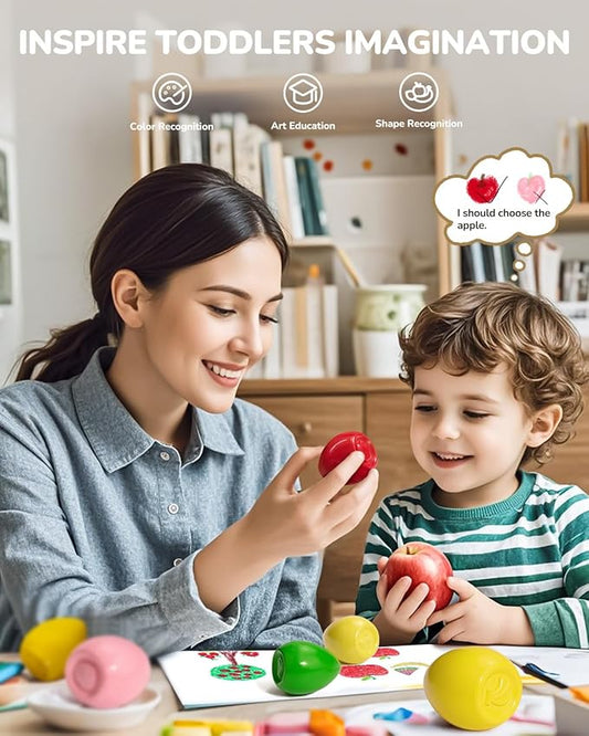 JUPITEARTH 12 Colors Egg Crayons for Toddlers 1-3, Palm-Grasp Non Toxic Jumbo Washable Crayons for Kids, Fat Brain Toys for Preschool Art Supplies and Perfect Easter Gifts for Boys and Girls