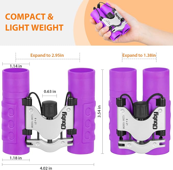 Real Binoculars for Kids Gifts for 3-12 Years Boys Girls 8x21 High-Resolution Optics Compact Toy Binocular for Bird Watching,Travel, Camping - Image 3