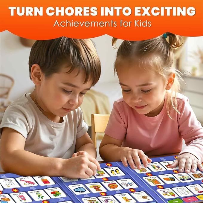 QUOKKA Magnetic Chore Chart for Kids with 72 Routine Magnets & Star Rewards - Foldable Visual Daily Responsibility Schedule and Behavior Chart for Kids - Help Kids Build Good Habits and Independence - Image 5