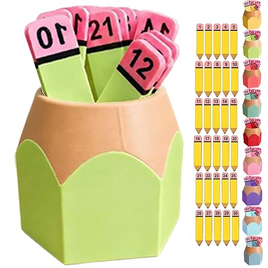 Pencil Number Counting Set, Number Matching Set 1-30, Reusable Math Manipulatives for Sequencing, Matching, Classroom Draws, Learning Games, Preschool and Elementary，Light Green by Unknown