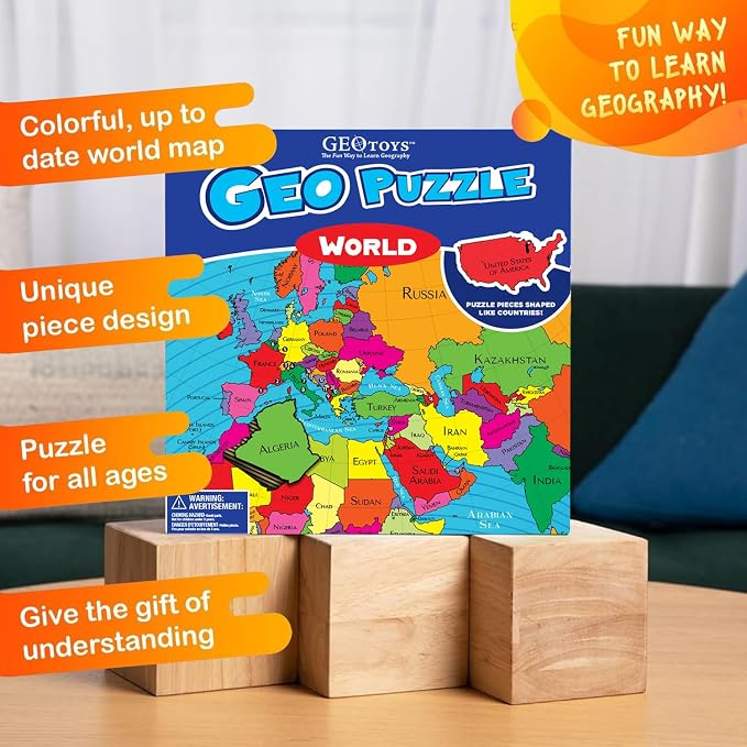 GeoPuzzle World Jigsaw Puzzles, 68 Pc Map Puzzle for Kids Ages 6 & Up - Image 4