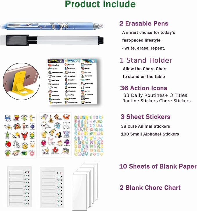 Chore Chart for Adults Kids Chore Chart Plastic Checklist Board Daily to Do List My Chores Task Board Sliding Routine Chart for Kids Rv Reminder with 10 Detachable Cardstock and 2 Markers - Image 2
