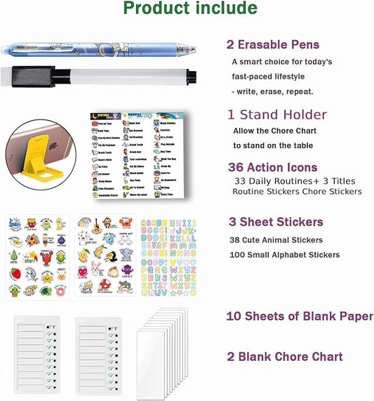 Chore Chart for Adults Kids Chore Chart Plastic Checklist Board Daily to Do List My Chores Task Board Sliding Routine Chart for Kids Rv Reminder with 10 Detachable Cardstock and 2 Markers - Image 2