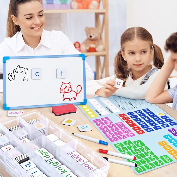 JoyCat 265 Phonics Magnetic Letter Tiles, ABC Word Building Kit with Folder - Image 8