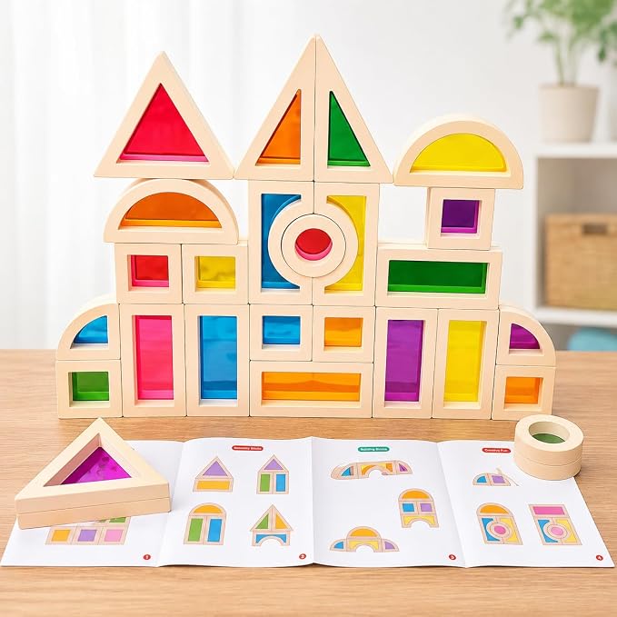 Rainbow Acrylic Blocks, 25 PCS Translucent Light Table Building Set - Image 7