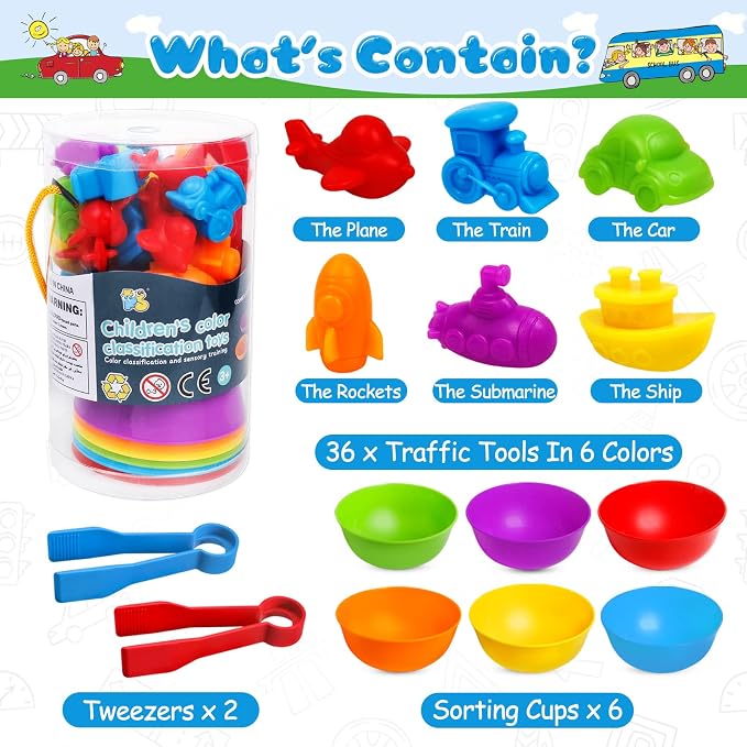 Counting Transport Matching Game with Rainbow Bowls,Color Sorting & Sensory Training Montessori Preschool Education Learning Fine Motor Skills Easter Gifts for 3 4 5 Years Old Boys Girls - Image 5