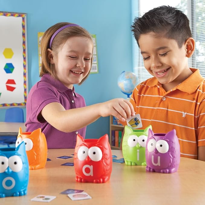 Learning Resources Vowel Owls Sorting Set - Phonics Games for Kids, Vowel Sounds, Toddlers Vocabulary Building, ABC Word Game, Reading skills Toys, Learn to Read, Gifts for Boys and Girls, multicolor - Image 11