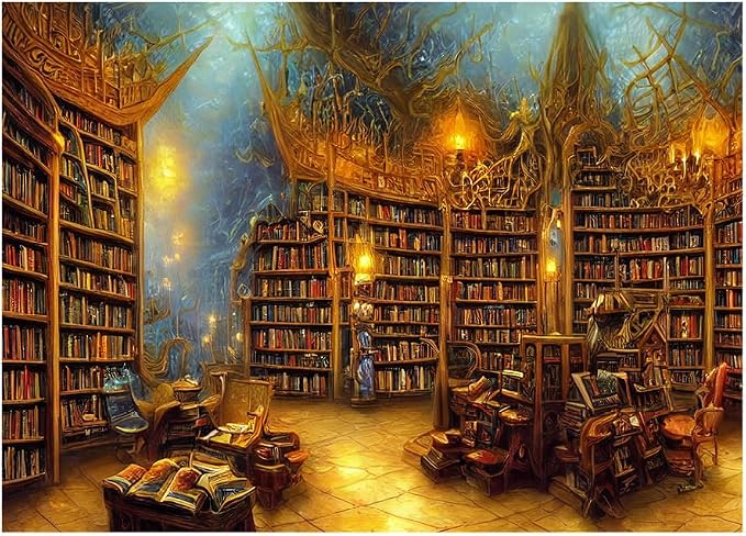 1000 Piece Jigsaw Puzzle for Kids and Adults 19x27in Poster Included - Mystical Library - Image 2