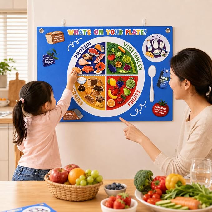 Cinrobiye My Plate Felt Activity Set, Nutrition Learning Food Groups Board, Preschool Interactive Sorting Game, Classroom Bulletin Board Educational Felt Teaching Aid for Homeschool & Learning Centers - Image 5