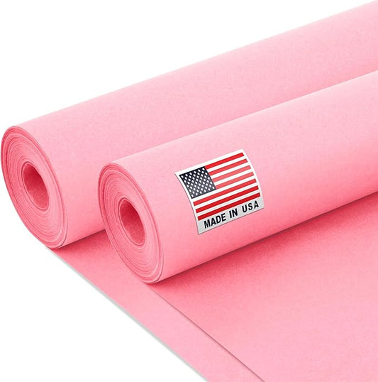 24" x 1200" (100 ft) Pink Kraft Paper Roll (Value Pack of 2), 45 lbs Thickness, Made in USA Colored Craft Paper for School, Bulletin Board - Odorless, Non-Toxic, Safe for Kids