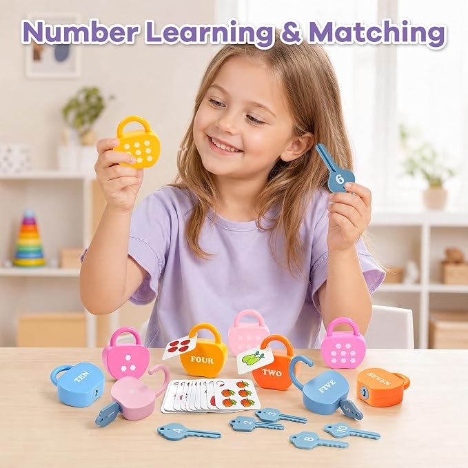 Locks and Key Toddler Toys, Number Counting Cause and Effect Toys for Kids Ages 3-5, Preschool Learning Activities, Kindergarten Classroom Must Haves, Montessori Toy for 3 Year Old - Image 6