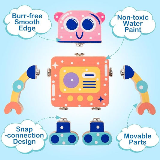 KODATEK Wooden Snap-Together Building Toys, Take Apart Robot Toys Playset - Image 2