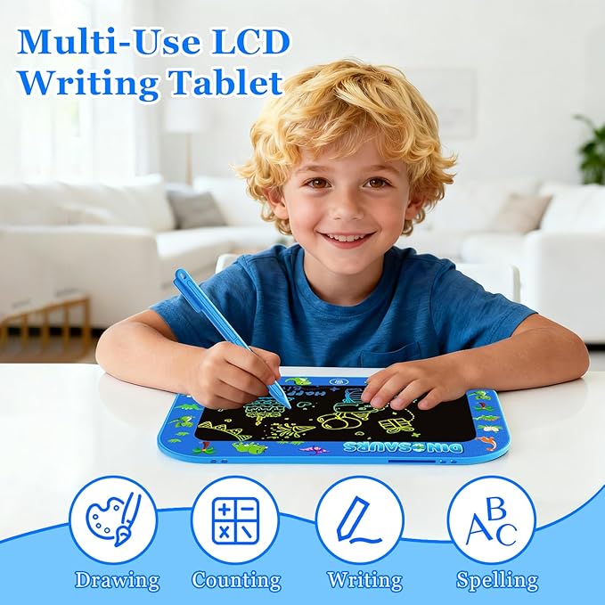 LCD Writing Tablet for Kids,12Inch Colorful Reusable Erasable Electronic Toddler Doodle Board Drawing Tablet Pads,Educational Learning Toys, Gifts for 3 4 5 6 7 8 Year Old Boys (DarkBlue-12IN)
