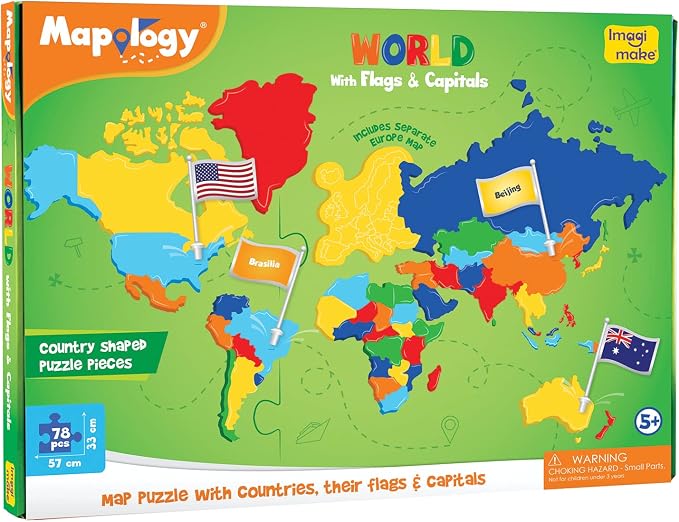Imagimake Mapology World Map Puzzle & Monuments of World Bundle | 3D Puzzles for Kids | Learn Wonders of the World, Country and Capitals for Kids Ages 5 6 7 8 9 10 11 12 13 Years - Image 3