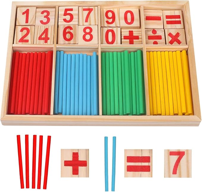 Umbresen Montessori Toys Math Educational Toy - Wooden Intelligence Sticks Number Cards and Counting Rods with Box - Image 2