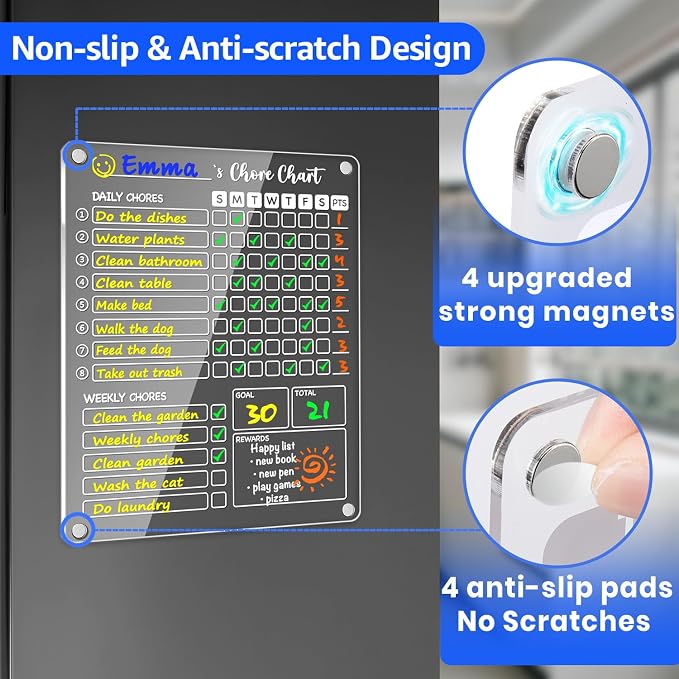 PigPotParty Acrylic Magnetic Chore Chart for Kids, 12x9.5 Inch, 3 Pack - Image 6