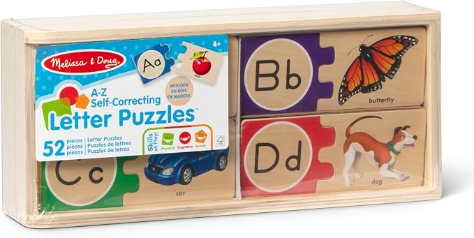 Melissa & Doug Self-Correcting Alphabet Wooden Puzzles with Storage Box (52 pcs) ABC Puzzles, Wooden Alphabet Puzzle for Kids Ages 4+ (Pack of 6) - Image 9