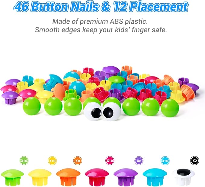 Geekper 68PCS Button Art Toys for Toddlers Color Matching Mosaic Pegboard - Image 8