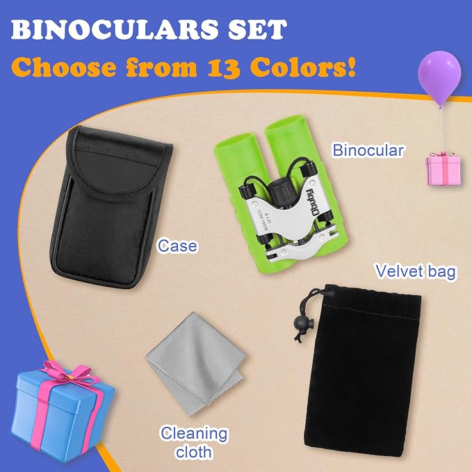 Real Binoculars for Kids Gifts for 3-12 Years Boys Girls 8x21 High-Resolution Optics Compact Toy Binocular for Bird Watching,Travel, Camping - Image 7