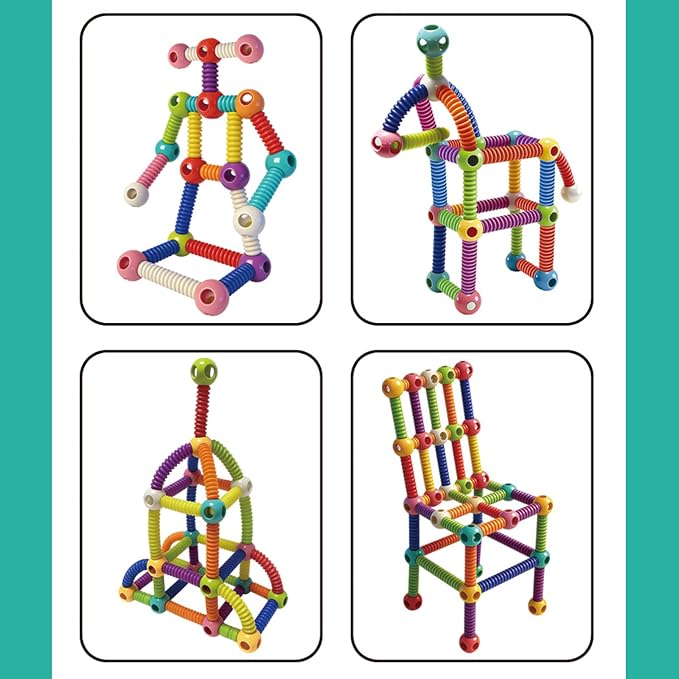 Flexible Building Stick Blocks, 128PCS Building Toys 10 Year Old Boy, Building Rods Blocks Construction Set, Montessori Educational Toy for Boys and Girls - Image 4