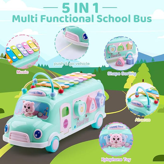 5-in-1 Baby Bus Xylophone Toys for 1 Year Old Girl - Image 2