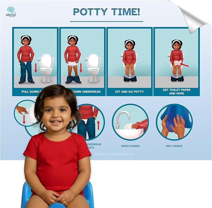 KIARES Potty Training Chart for Toddlers, Visual Bathroom Routine Poster for Kids, Helps Children Gain Independence & Confidence, Toilet Training (South Asian Girl) by Kiares