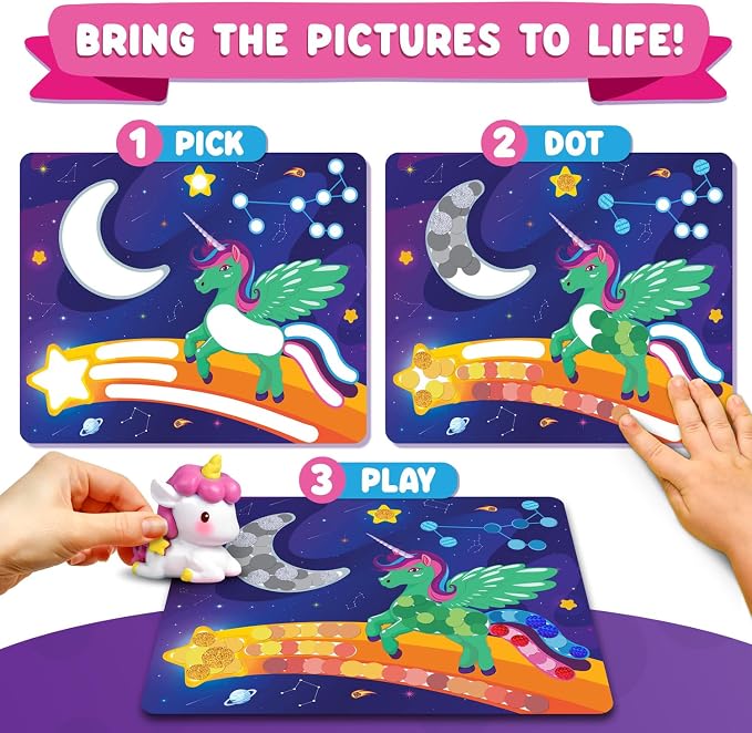Dot Art Activity - Unicorn & Princess Sticker Kit, Toys for 3 Year Old Girl - Image 3
