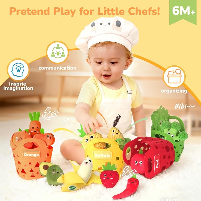 Baby Color Sorting Sensory Toys - Fruit Vegetable Play Food 1 Year Old Toys - Image 5