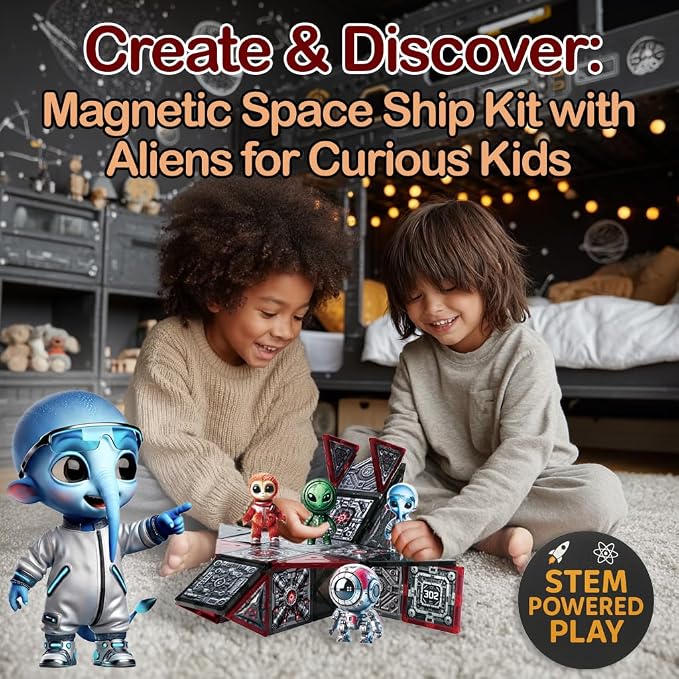 Little Pi Space Battleship Magnetic Tiles, Building Blocks for Kids - Image 3